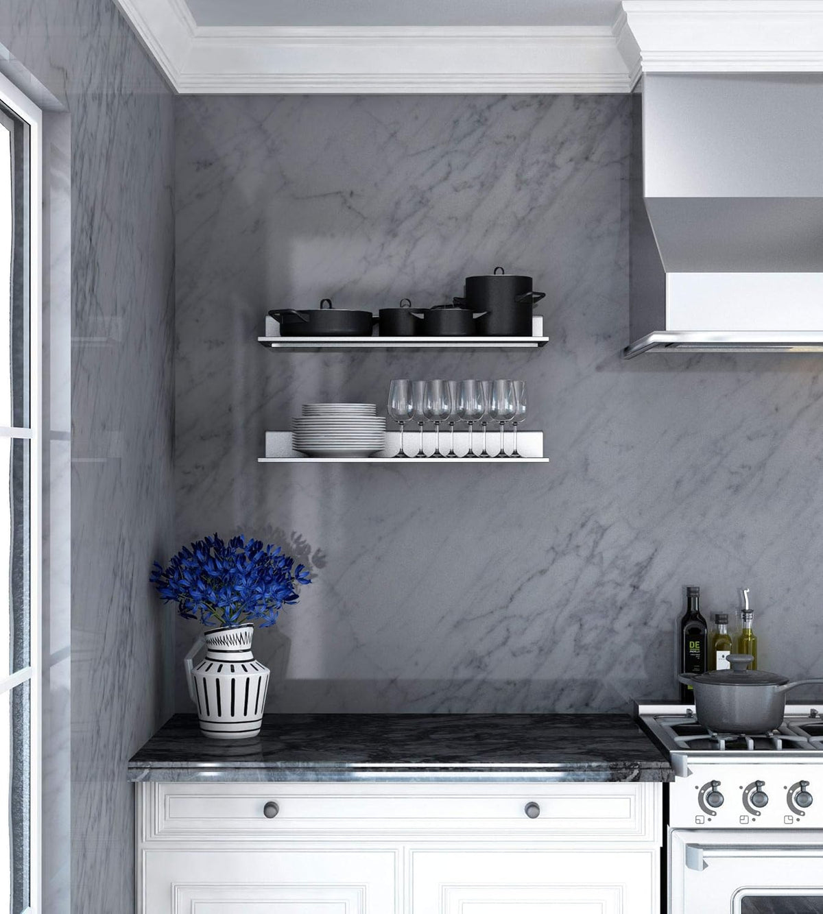 Stainless Steel Wall Shelf Set of 2 T54113