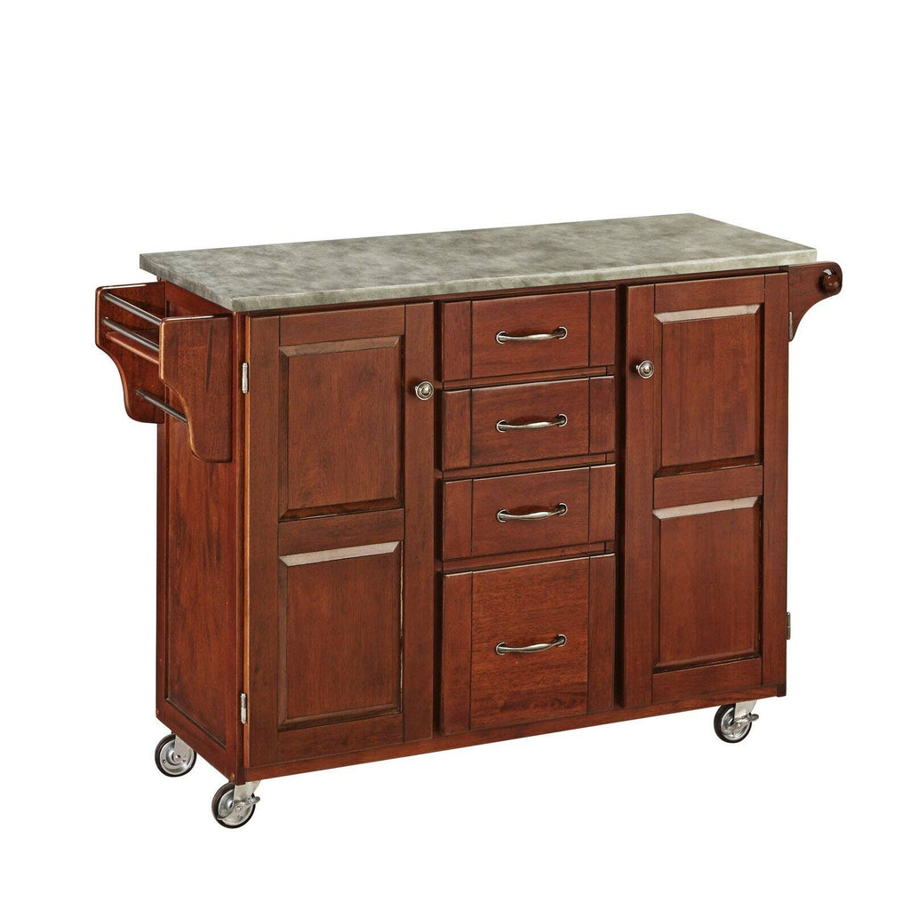 Cherry Kitchen Cart with Concrete Top P979