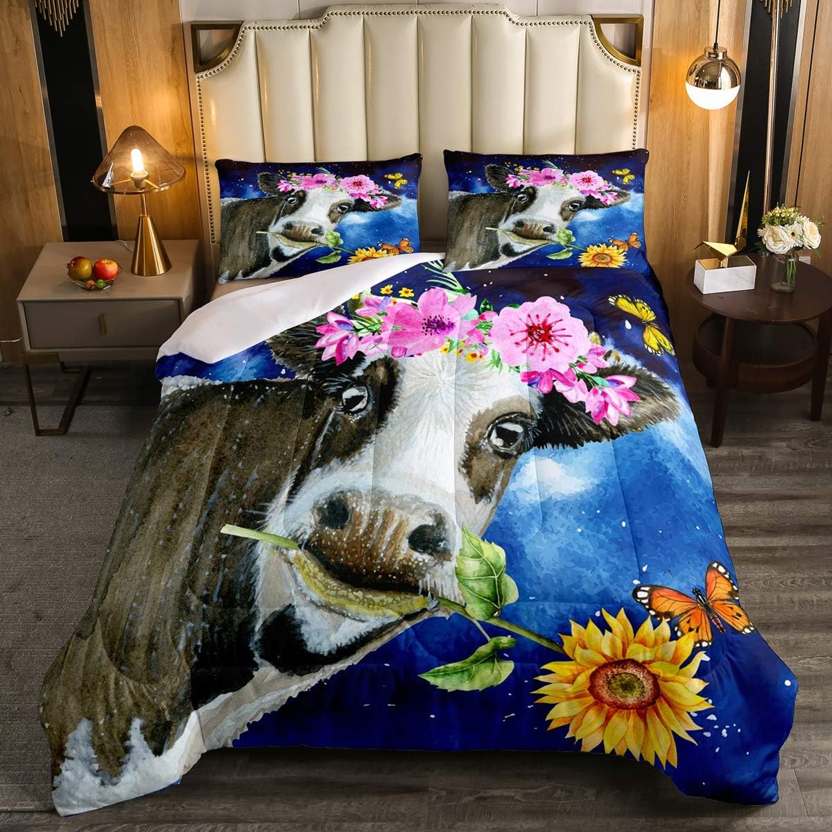 Queen Size Brown Wooden Comforter Set F499