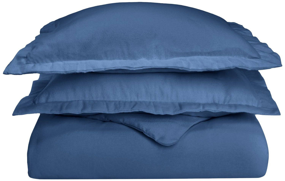 Solid Cotton Flannel Duvet Cover Set King/Cal King I9042