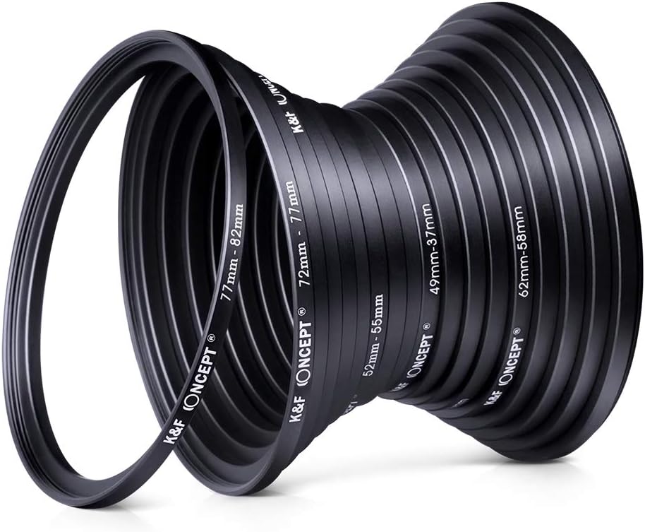 18 Pieces Filter Ring Adapter Set Black D5104