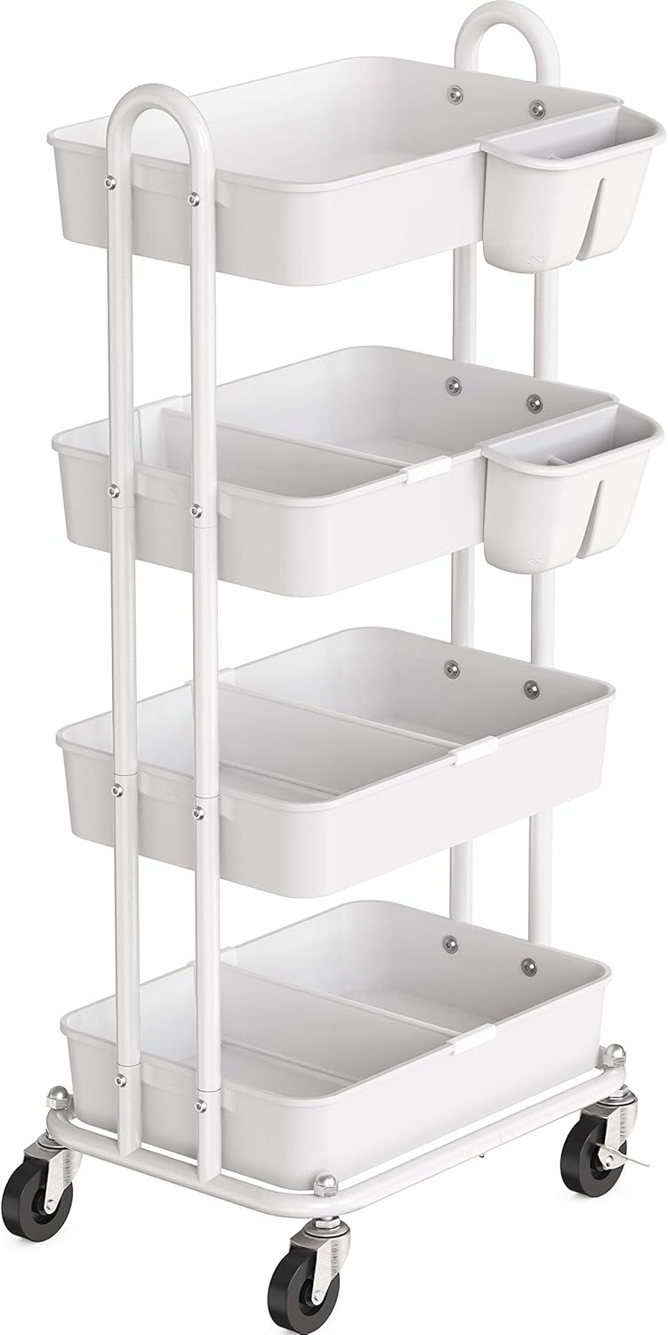 Heavy Duty 4-Tier Rolling Cart, White H715886