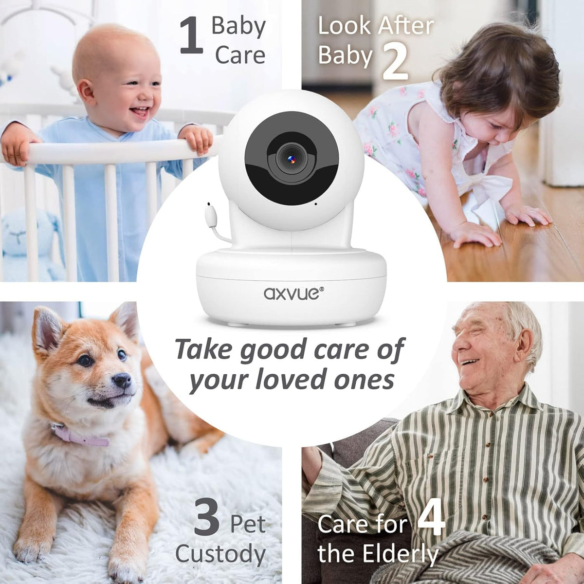 Baby Monitor with Pan-Tilt-Zoom Camera and LCD Screen, Night Vision F195