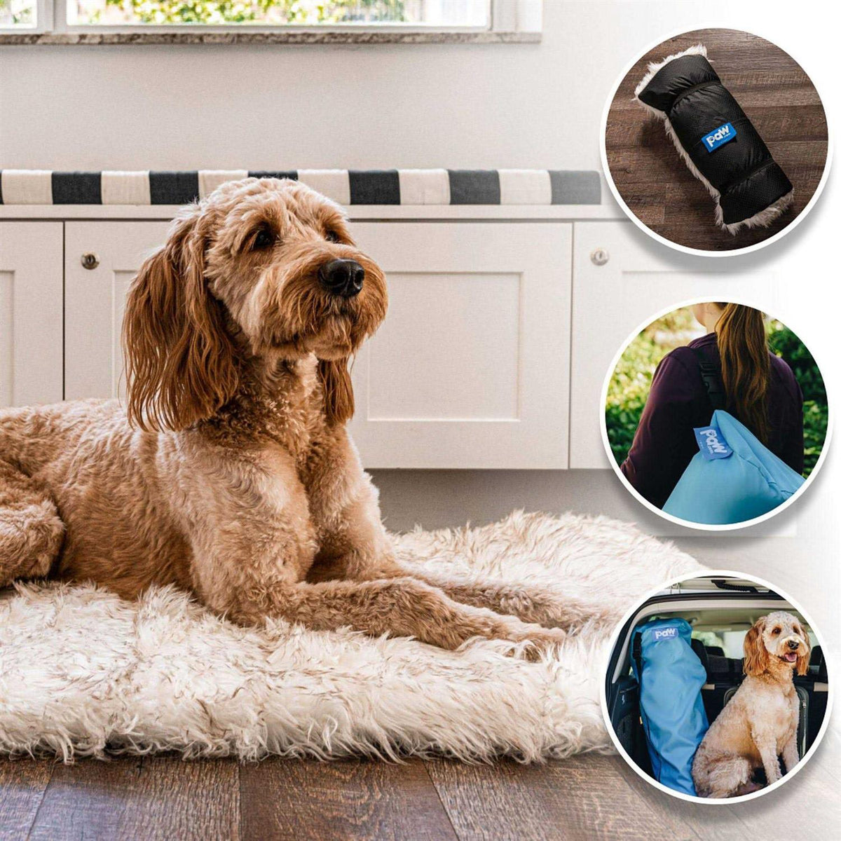White Portable Orthopedic Dog Bed B418