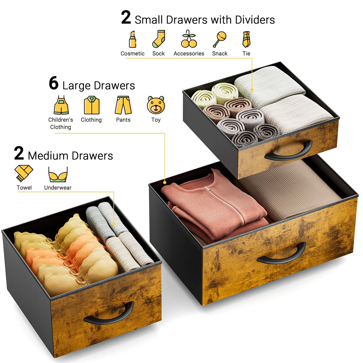 12 Drawer Fabric Dresser T4534