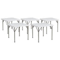 Square Granite White Plastic Folding Table Set of 5 D2980