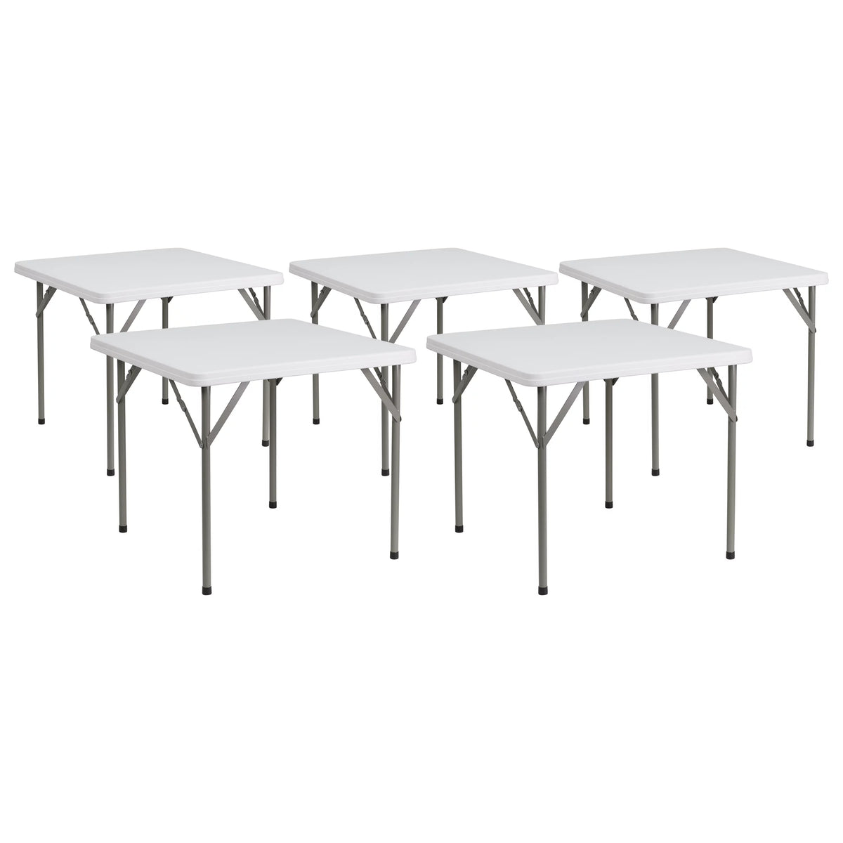 Square Granite White Plastic Folding Table Set of 5 D2980
