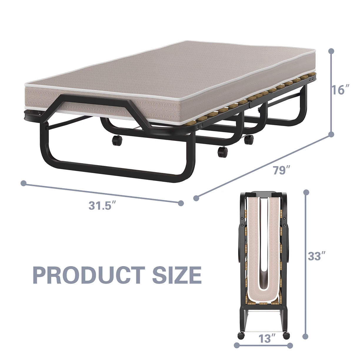 Folding Bed with Memory Foam and Metal Frame P982619