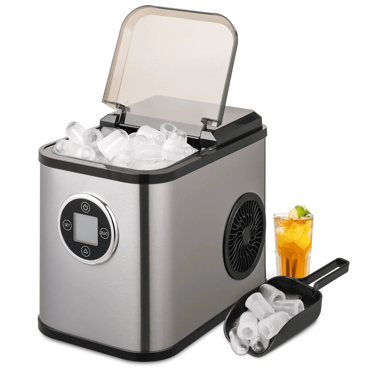 Countertop Portable Ice Maker Machine with Ice Scoop and Basket, Black E975550
