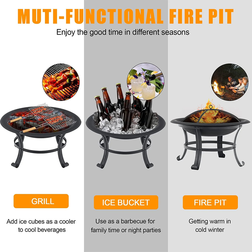 Black Metal Fire Pit R304742