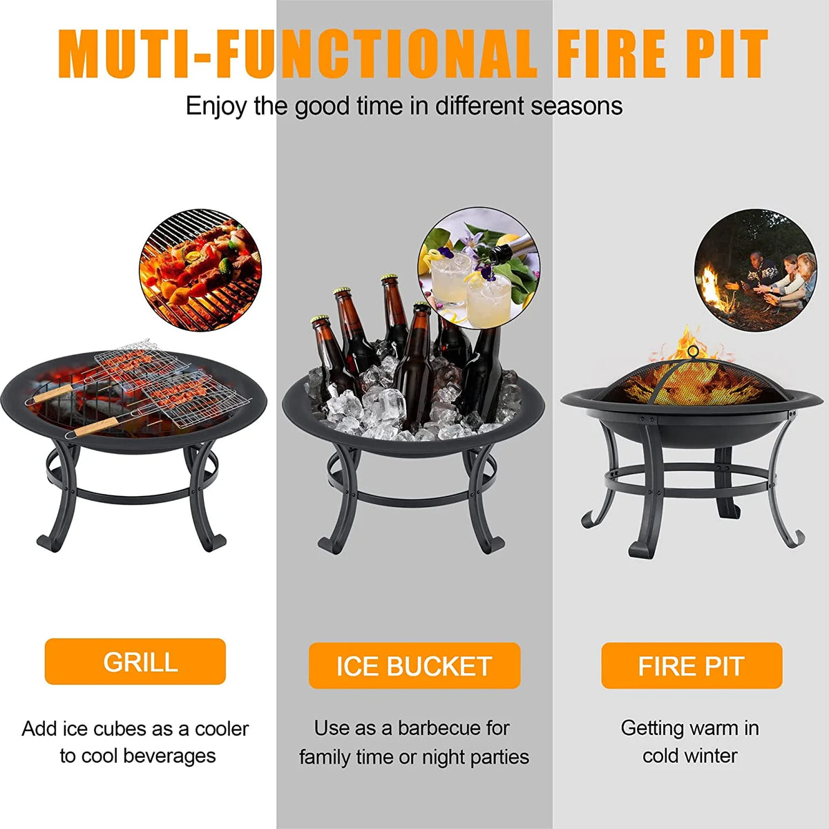 Black Metal Fire Pit R304742