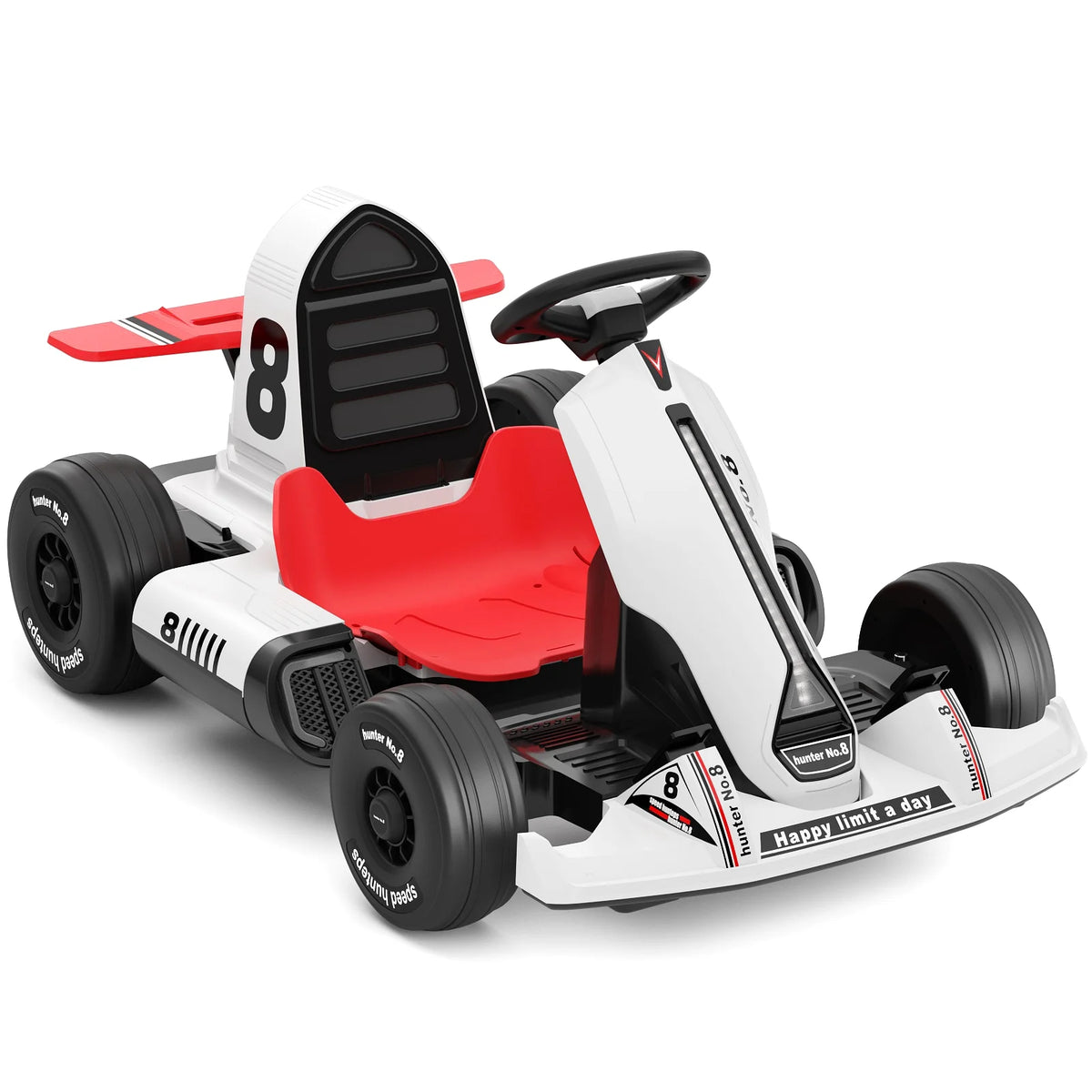 12V Battery Powered Electric Go Kart with Remote Control, White F3942