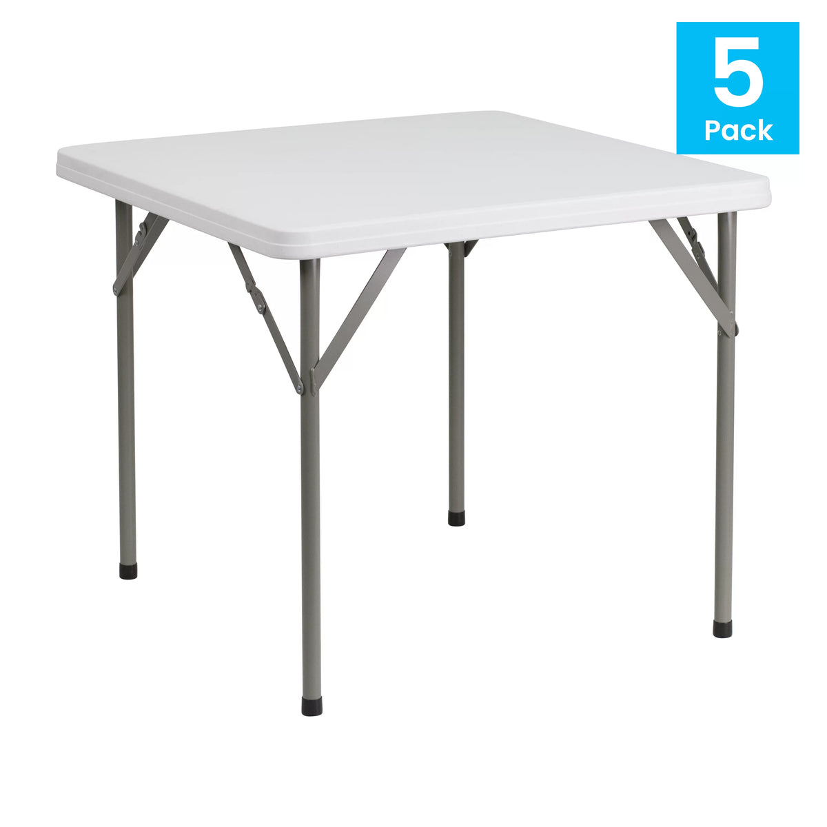 Square Granite White Plastic Folding Table Set of 5 D2980