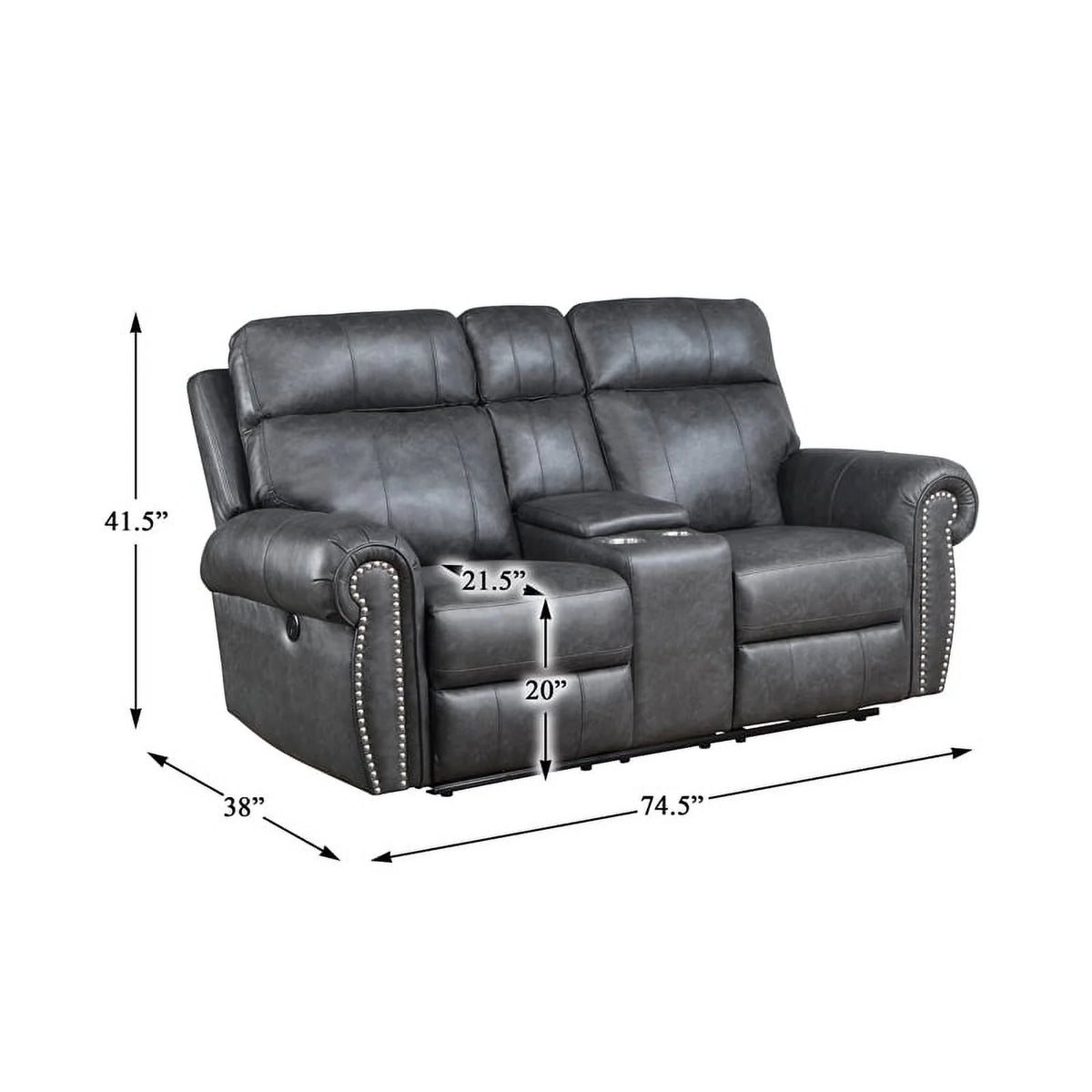 Gray Faux Leather Double Reclining Love Seat E901