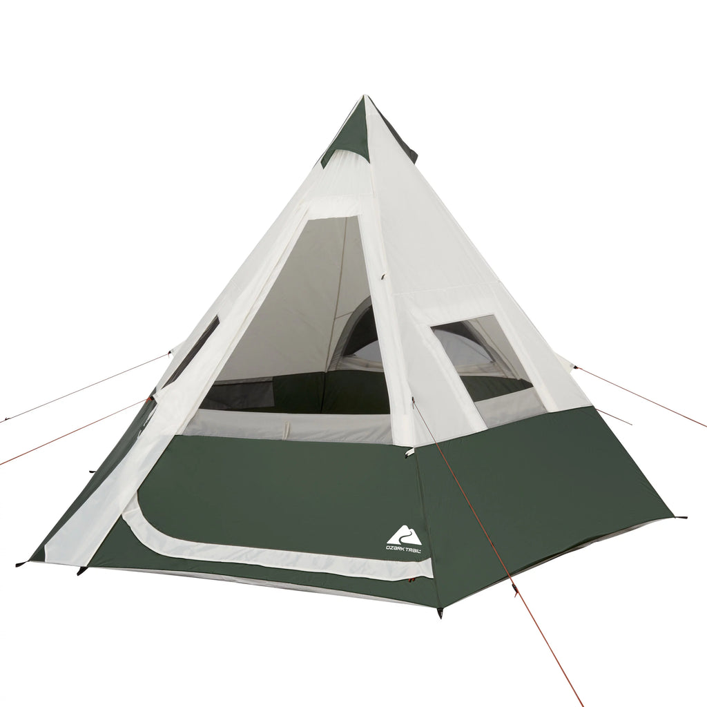 7-Person 1-Room Teepee Tent with Vented Rear Window, Green G70539
