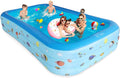 Inflatable Pool, Thickened Kiddie Pool, BPA-Free, 6.9 x 5 x 1.8 ft, Blue D5124