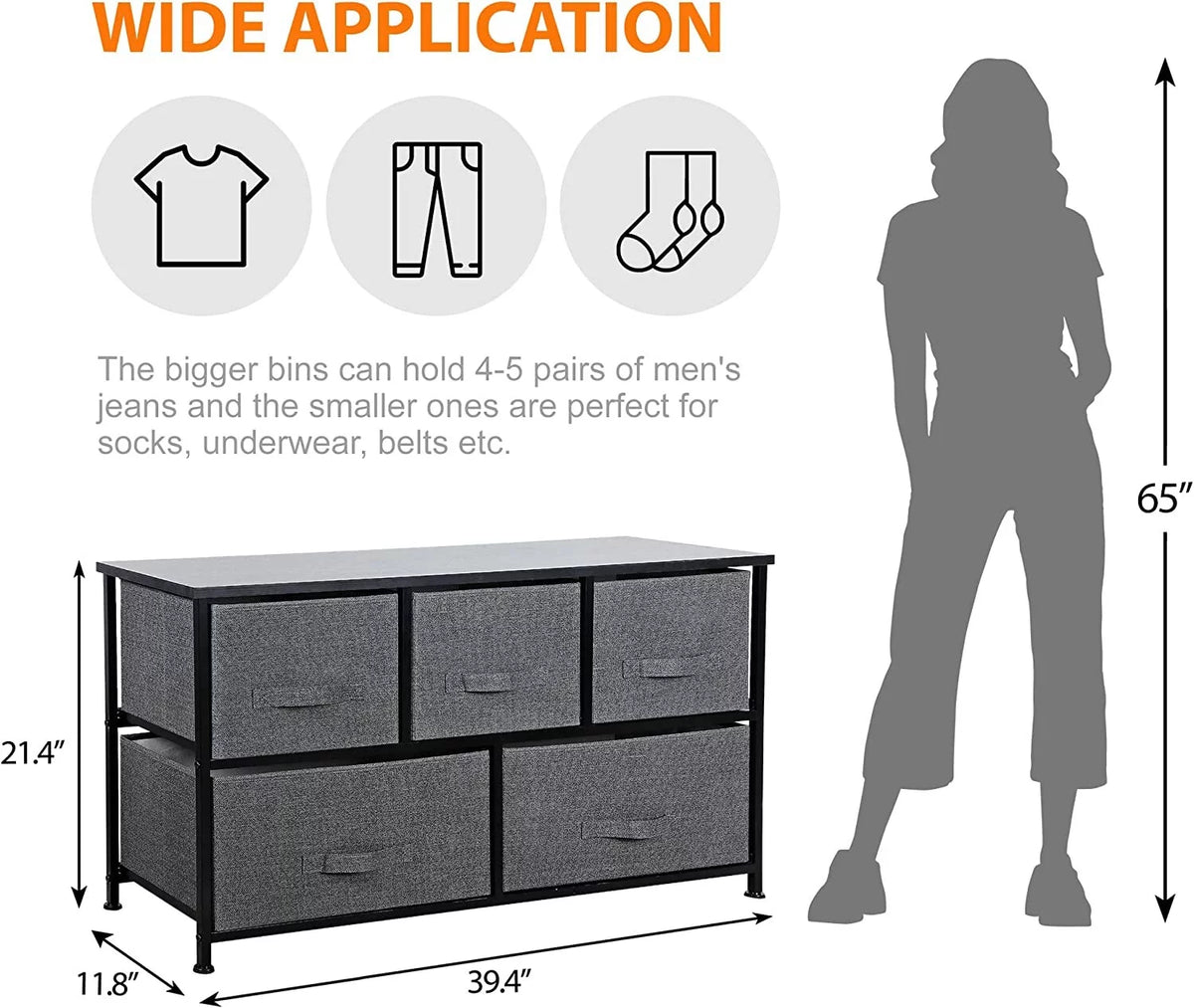 2 Tiers Steel Frame Wide Dresser Storage Tower E171865