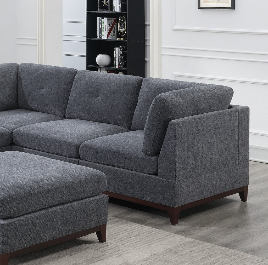 Ash Chenille Fabric Corner Wedge Sofa Couch K16407