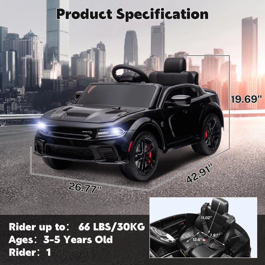 12V Battery Powered Ride On Car with Parent Remote Control, Black G450756