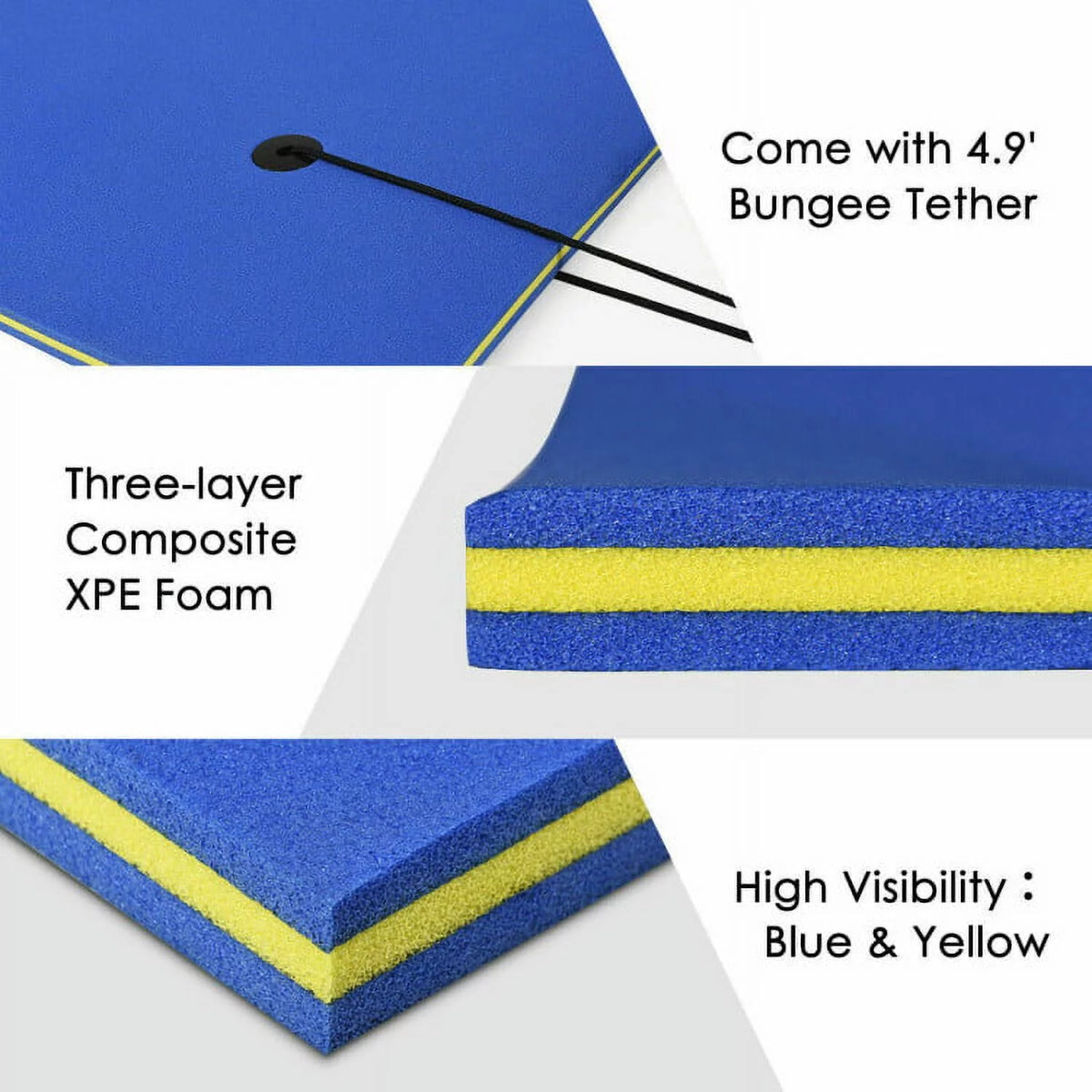 3-Layer Water Floating Mat Foam Pad Yellow Q187
