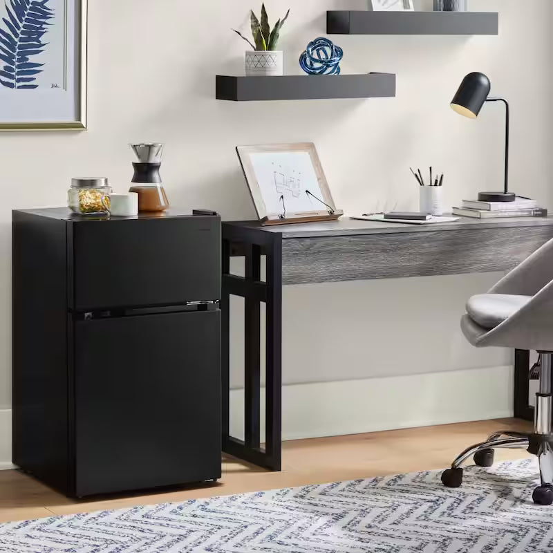2 Door Mini Refrigerator in Black with Freezer H1631