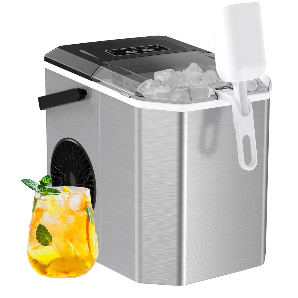 Countertop Ice Maker Machine with Handle, 9pcs/6min, 26lbs/24h, Silver L84770