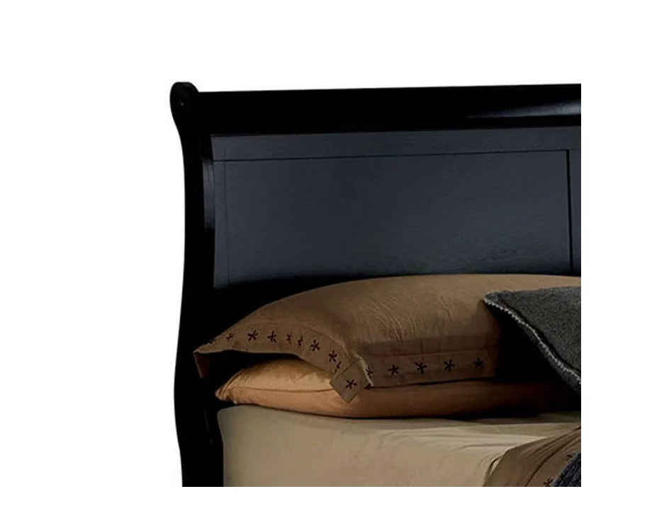 1pc Eastern King Size Black Solid Wood Bedframe H4372
