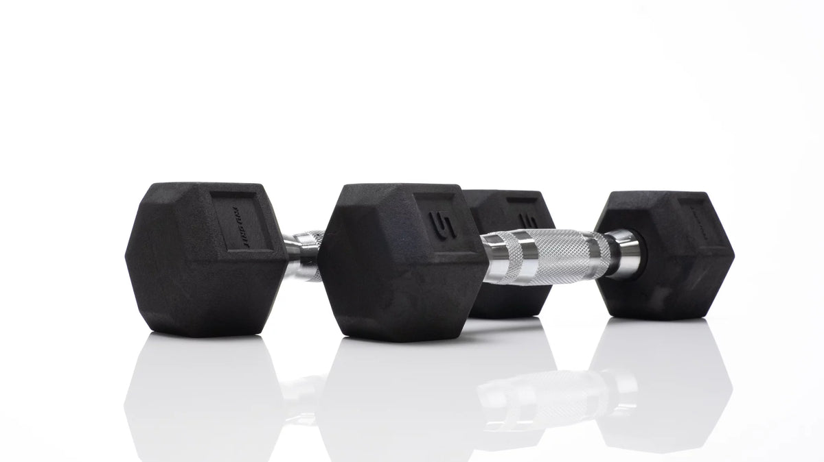 15lb Black Rubber Hex Dumbbell Z401425