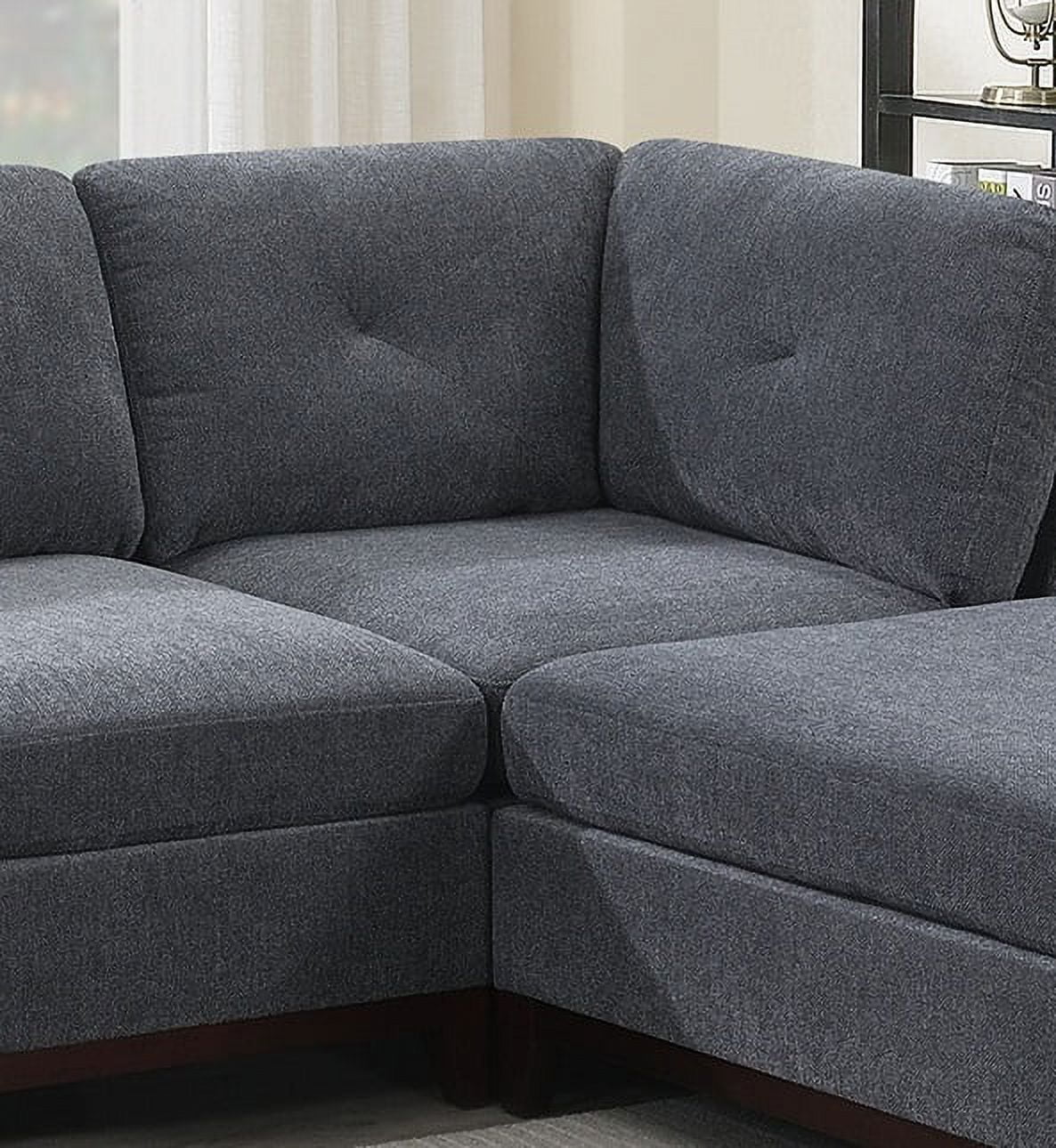 Ash Chenille Fabric Corner Wedge Sofa Couch K16407