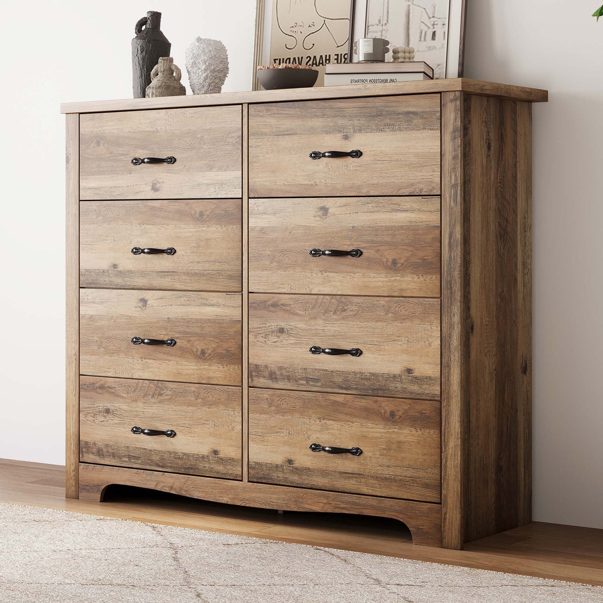 Black 8 Drawer Wood Dresser R260841