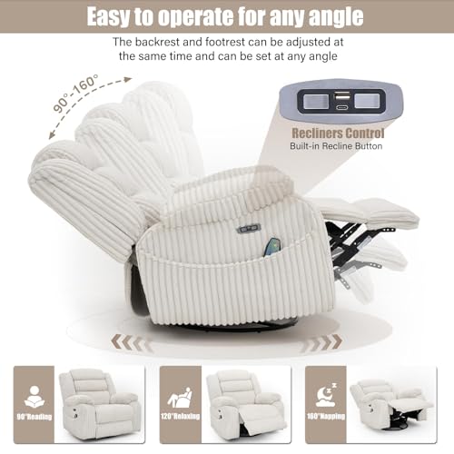 Grey Power Swivel Rocker Recliner Chair with Massage and Heat Z6944