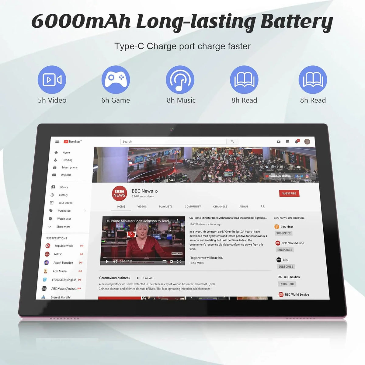 10 Inch Tablet 4GB RAM 64GB ROM Android 11 6000mAh L2298