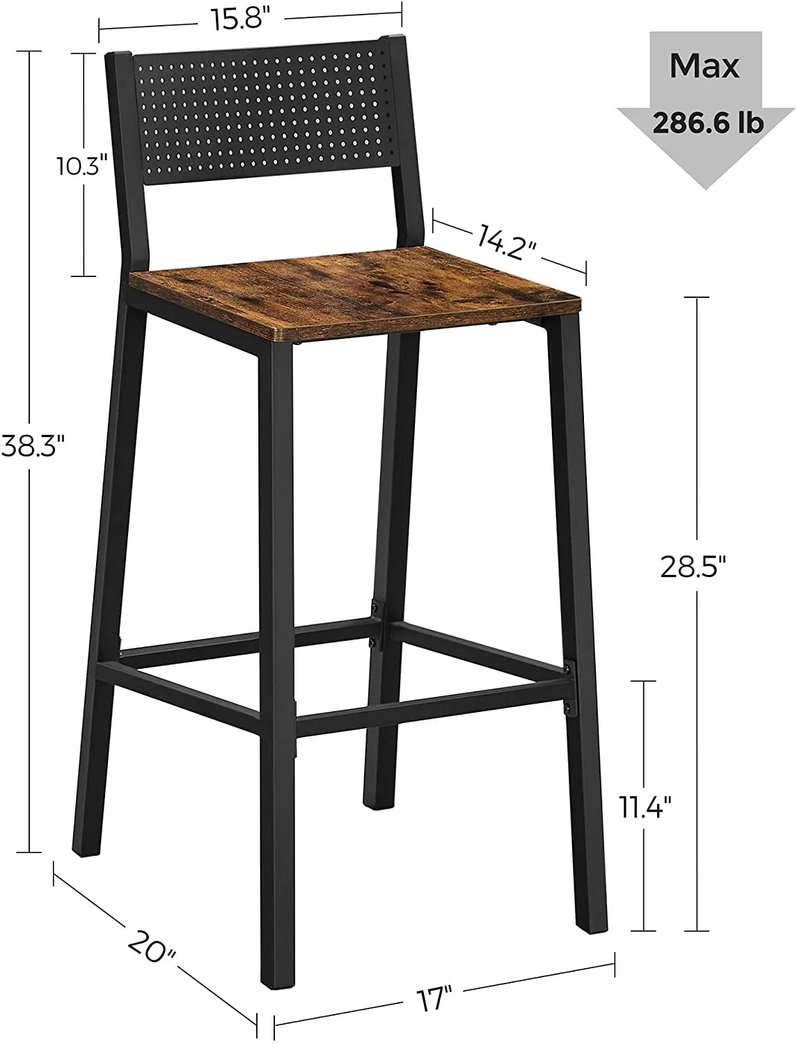 Set of 2 Bar Stools with Backrest V639913