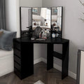 Black 5 Drawer Vanity Table with Three-Fold Mirror R199