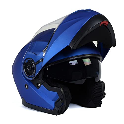 Blue Modular Motorcycle Helmet with Drop Down Visor O8461
