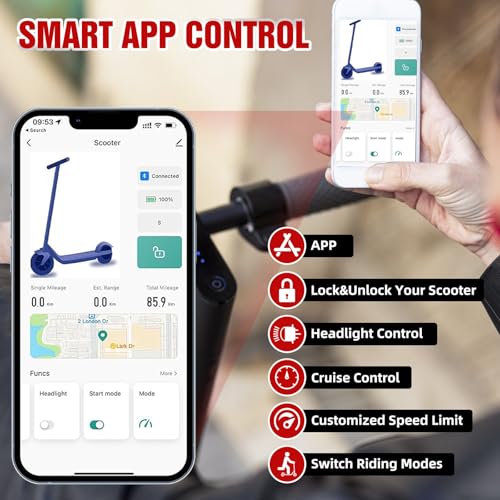 Electric Scooter, 350W/500W, 8.5" Tires, 21 Miles Range, 16/19Mph, Folding E-Scooter with Dual Braking, APP Control X5523