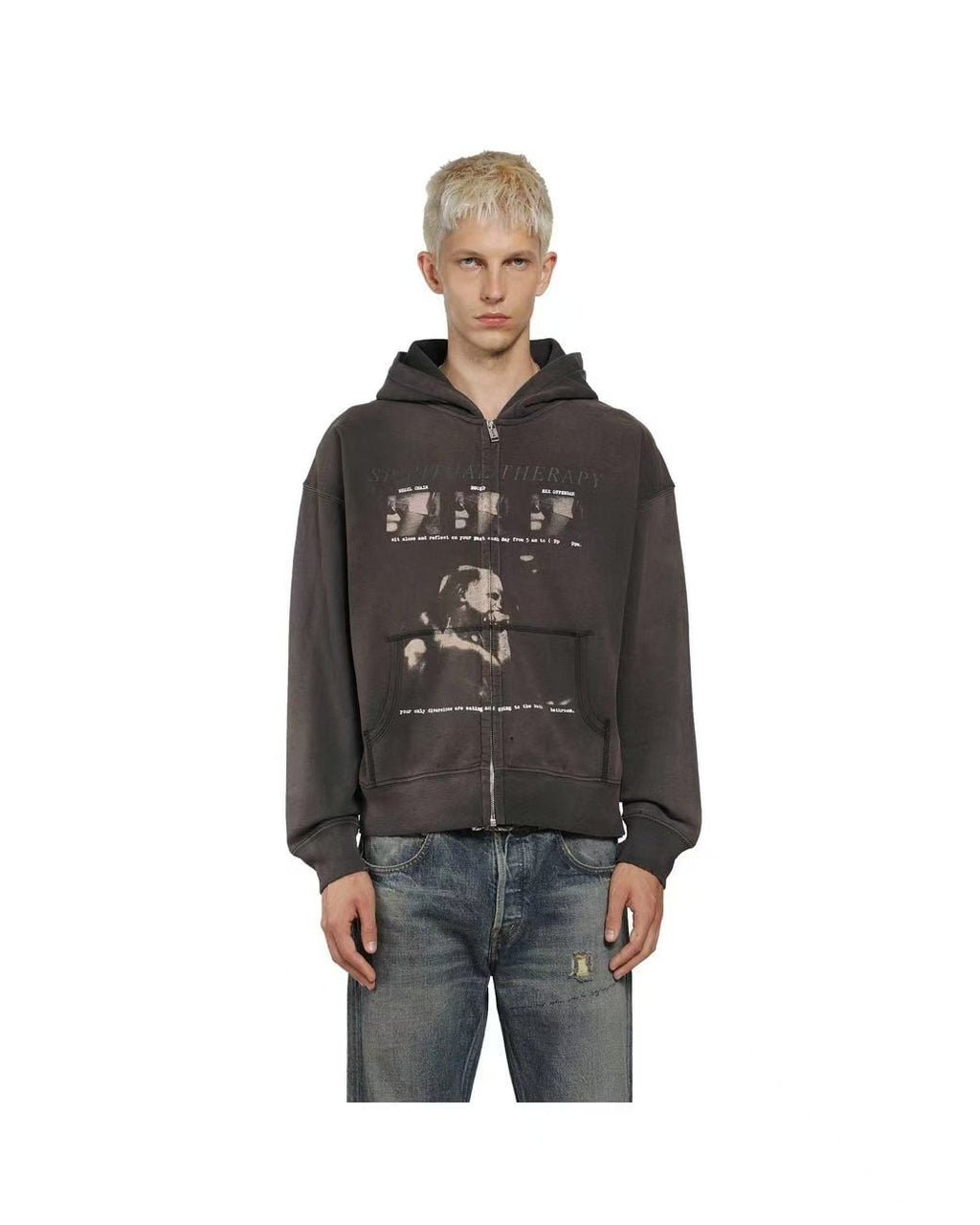 ERD Vintage Music Streetwear Zip‑Up Hoodie