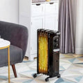 Black 1,500 Watt Electric Radiant Radiator Heater with Adjustable Thermostat J94031