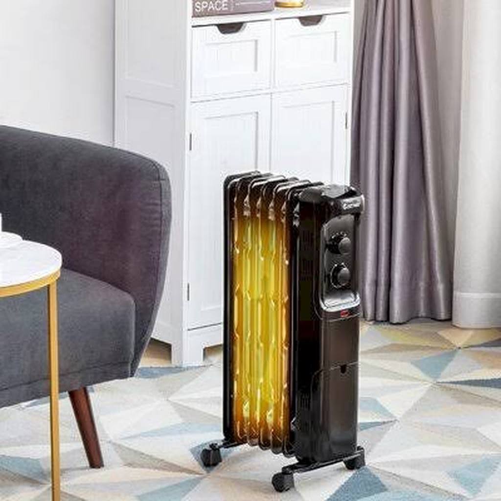 Black 1,500 Watt Electric Radiant Radiator Heater with Adjustable Thermostat J94031