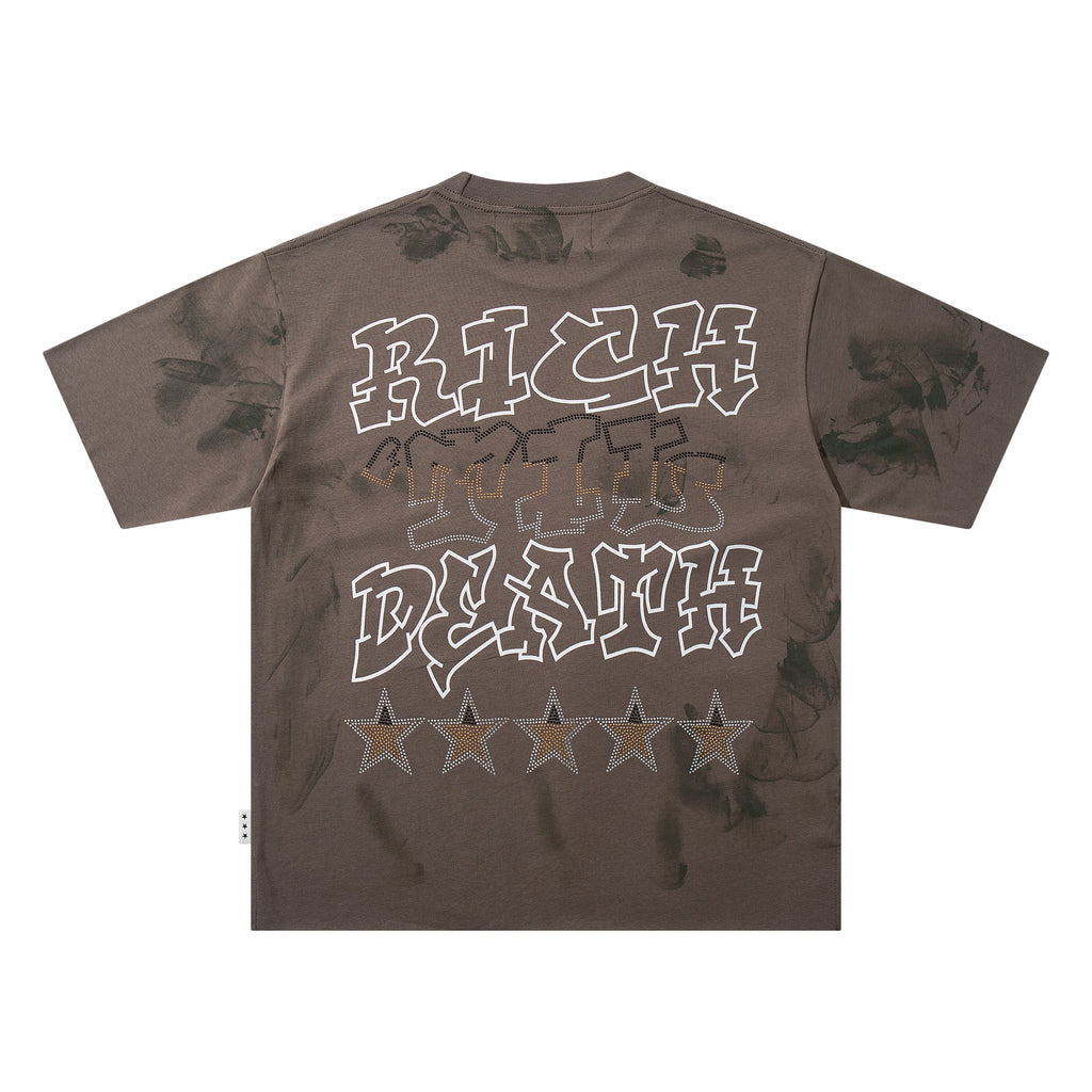 BKYS Dreadlock Skull Cash Brown Washed Oversized Graphic T‑Shirt