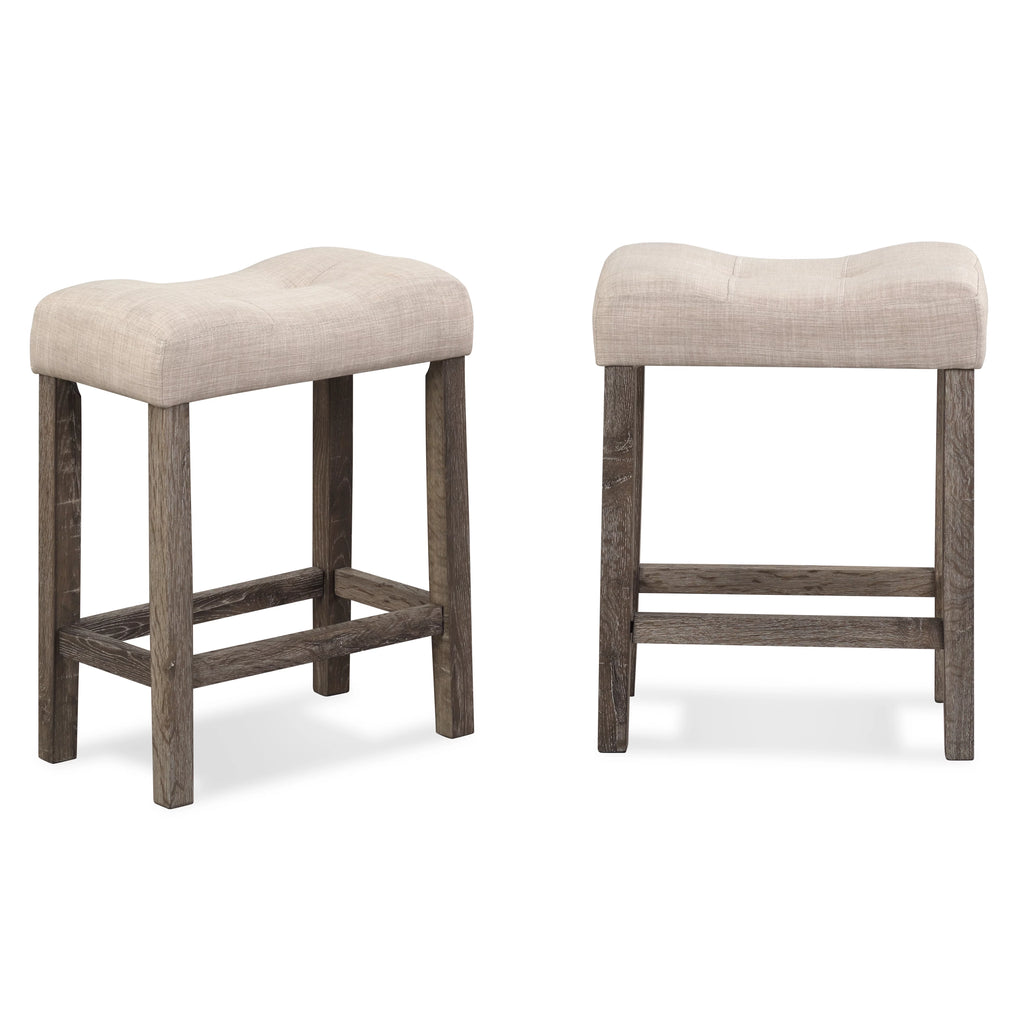 Taupe Wood Counter Height Saddle Stool Set of 2 Y62491