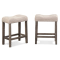 Taupe Wood Counter Height Saddle Stool Set of 2 Y62491