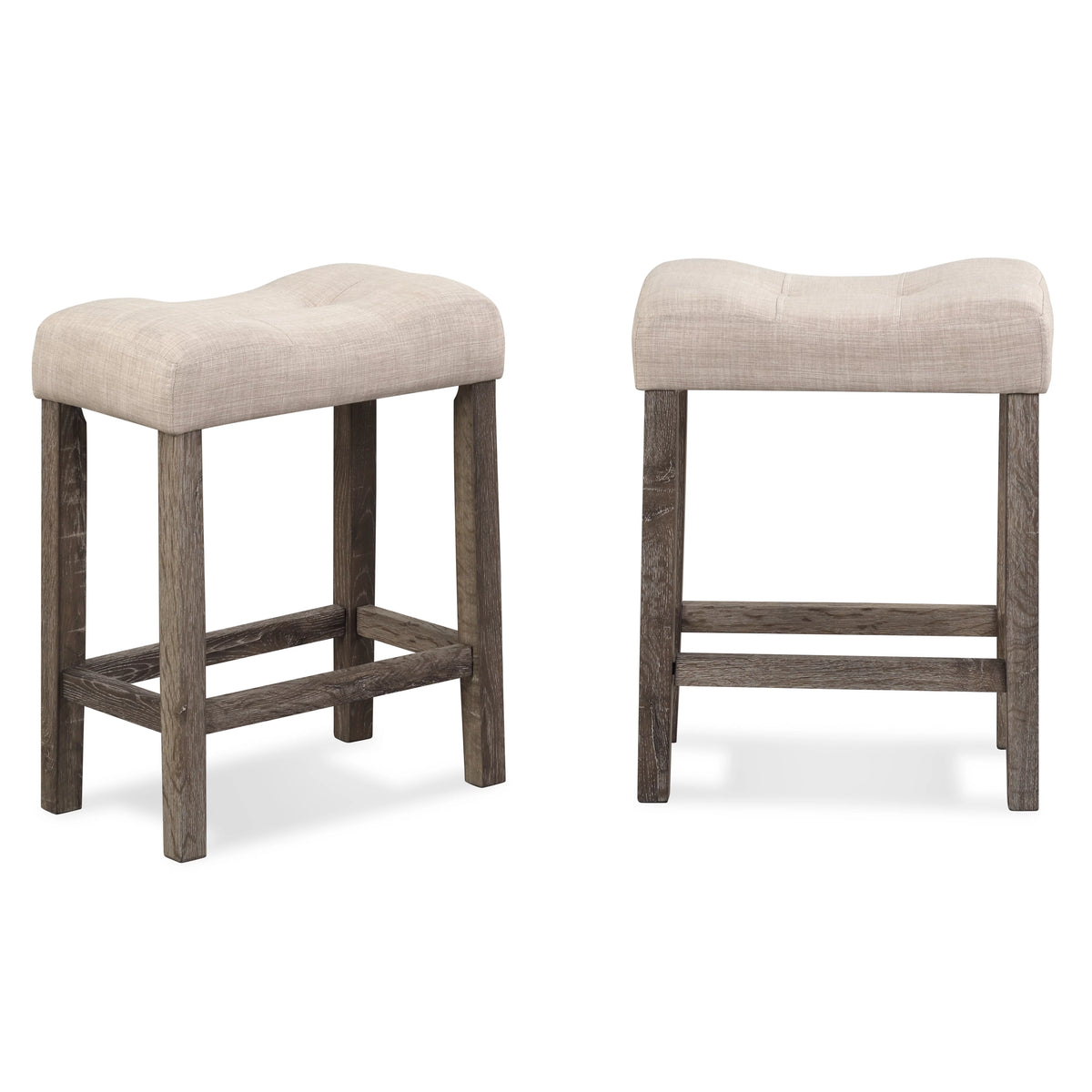 Taupe Wood Counter Height Saddle Stool Set of 2 Y62491