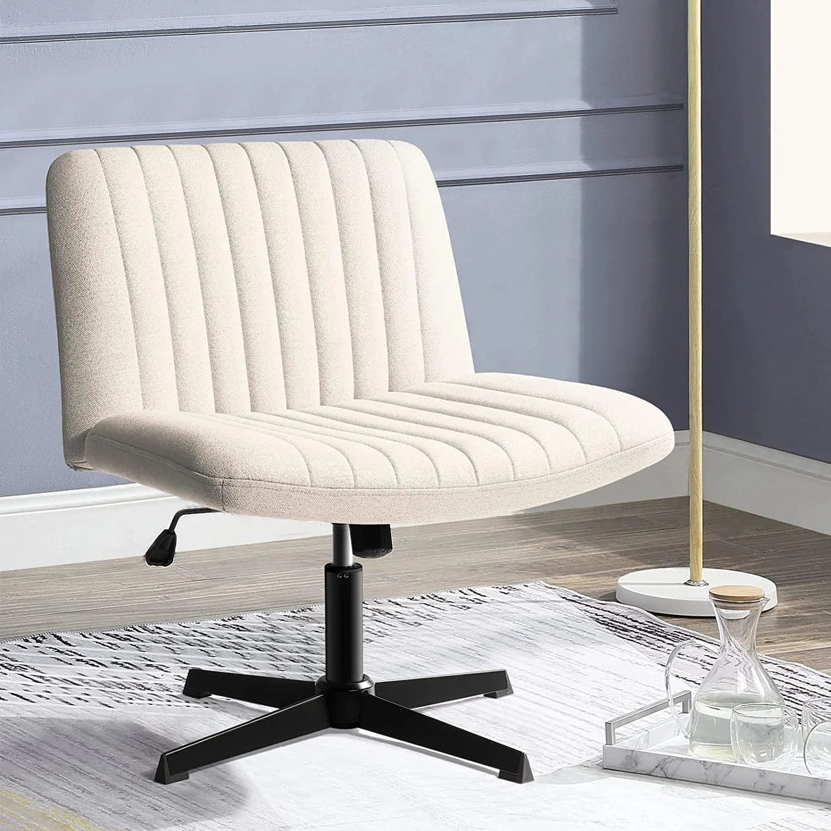 Armless Fabric Padded Swivel Office Chair B74623