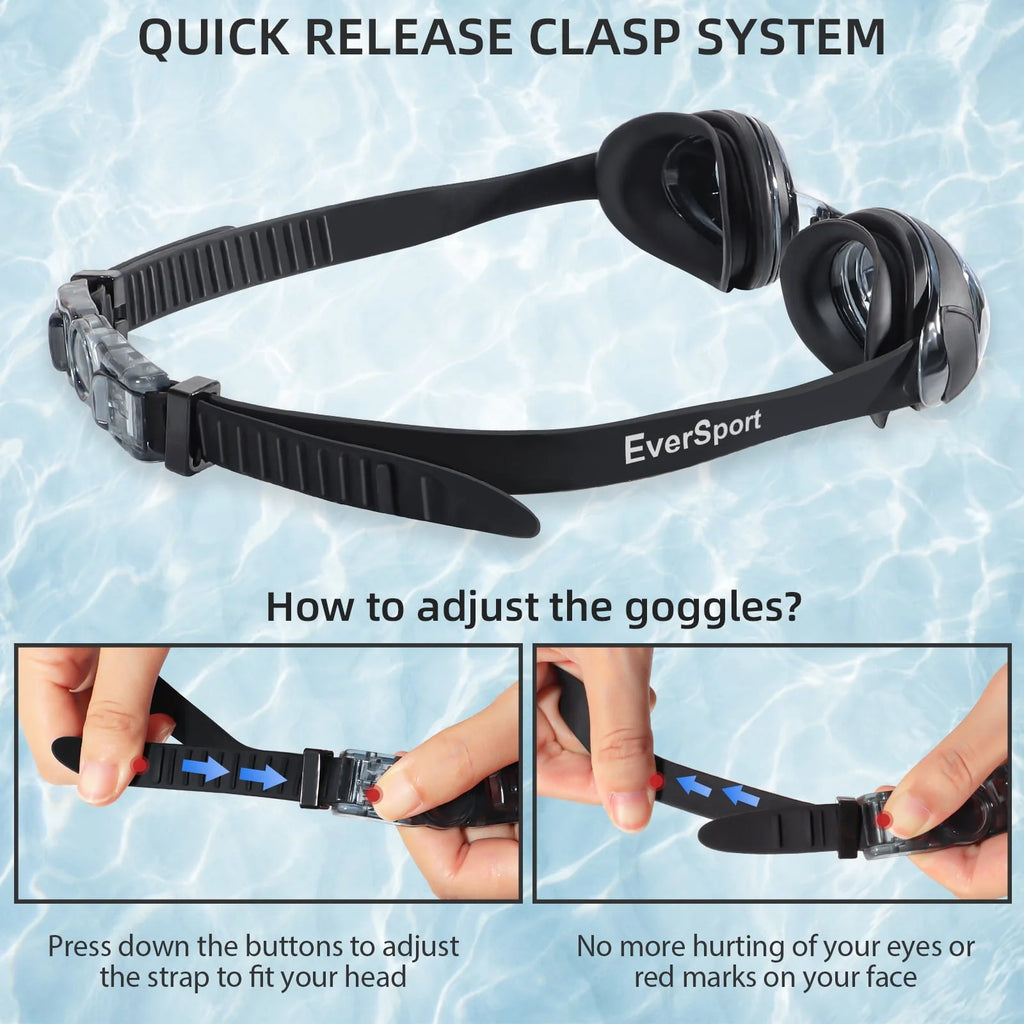 2pack Anti-Fog No Leak Swim Goggles with 3 Nose Pieces V89667