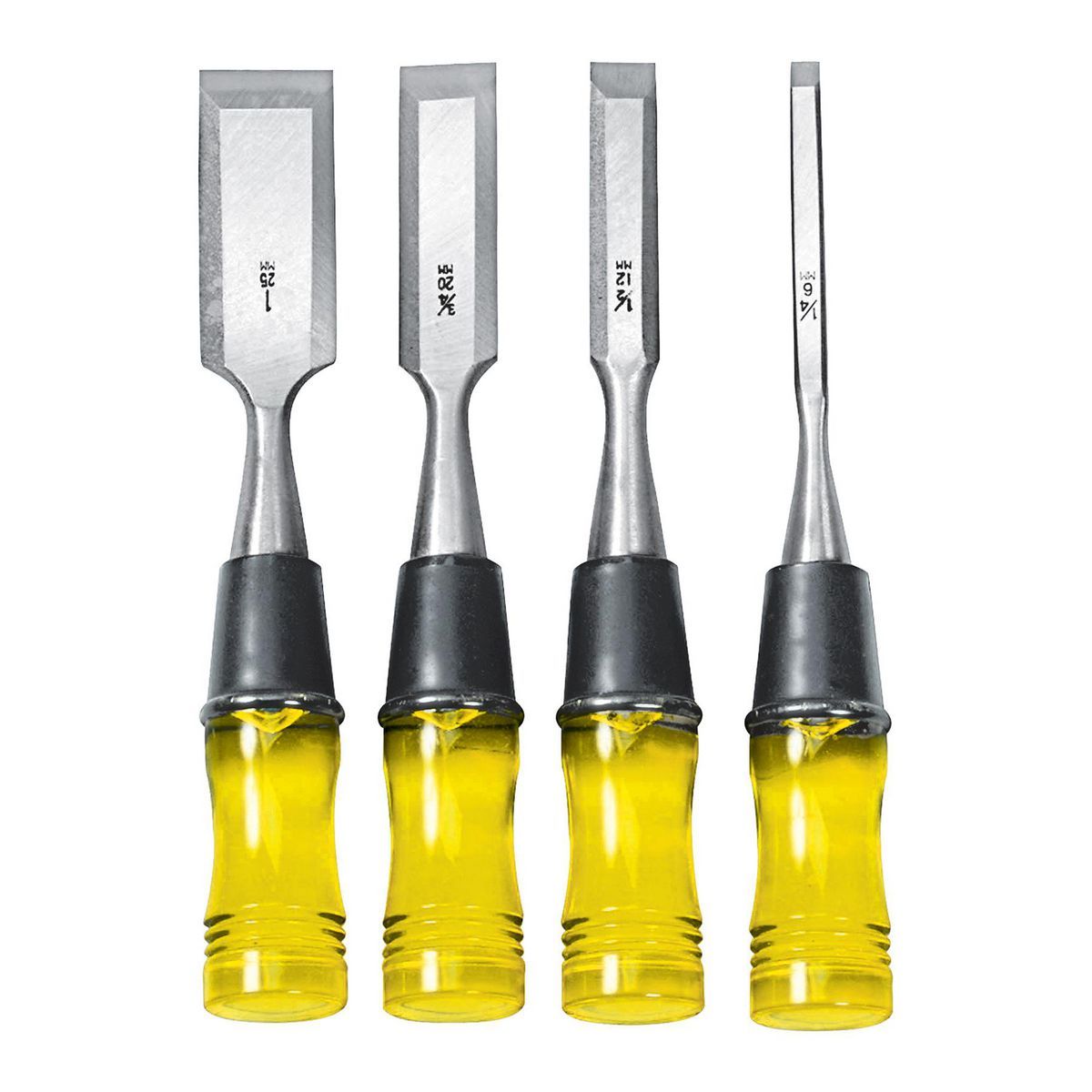 Wood Chisel Set with Clear PVC Handle, 4 Piece F9165