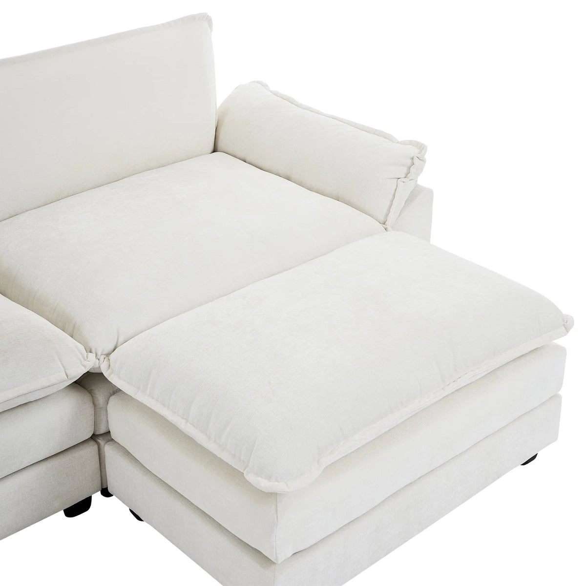 Dark Grey Chenille L Shaped Sectional Sofa with Ottoman C343