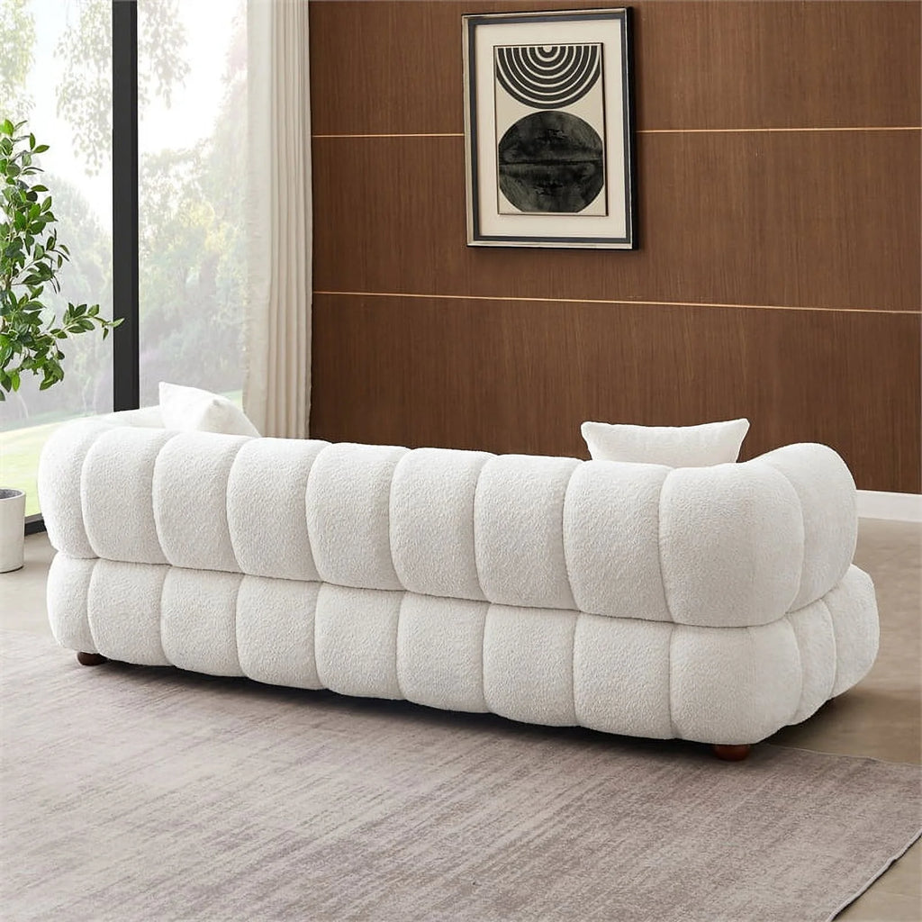 Cream Boucle Fabric Couch N285308