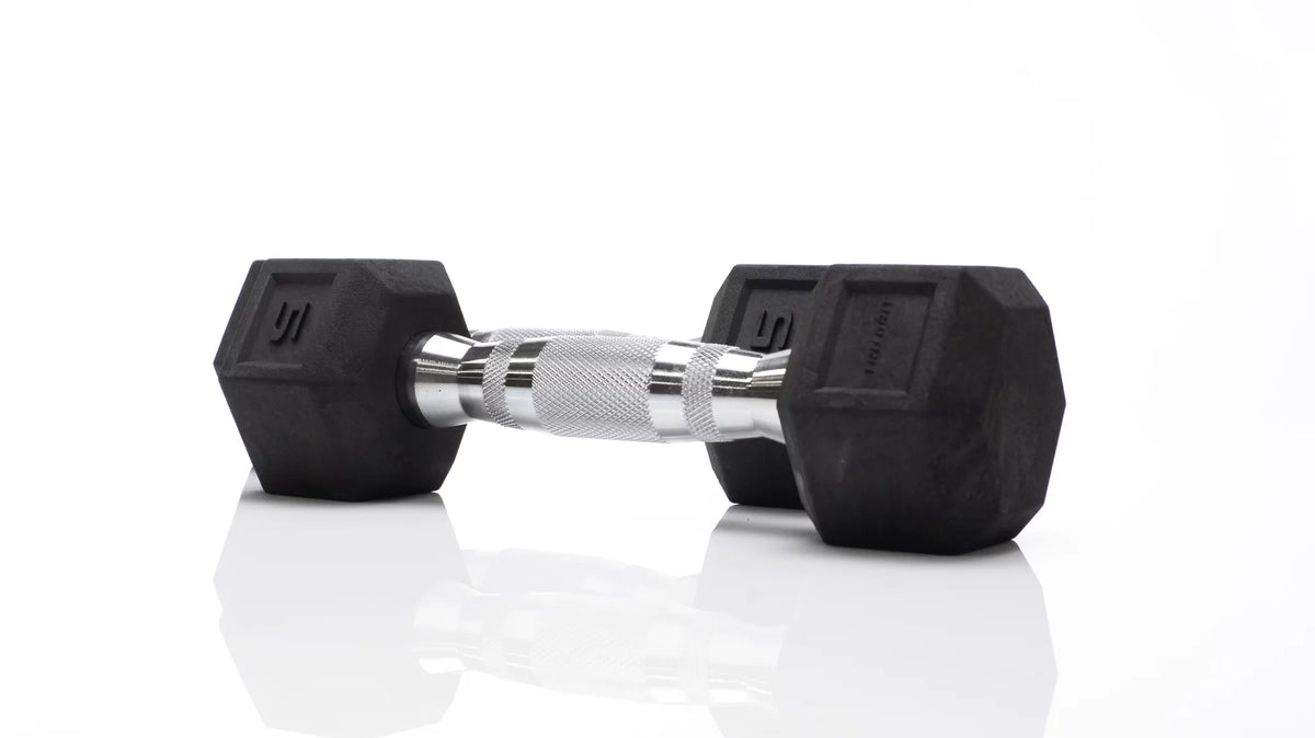 15lb Black Rubber Hex Dumbbell Z401425