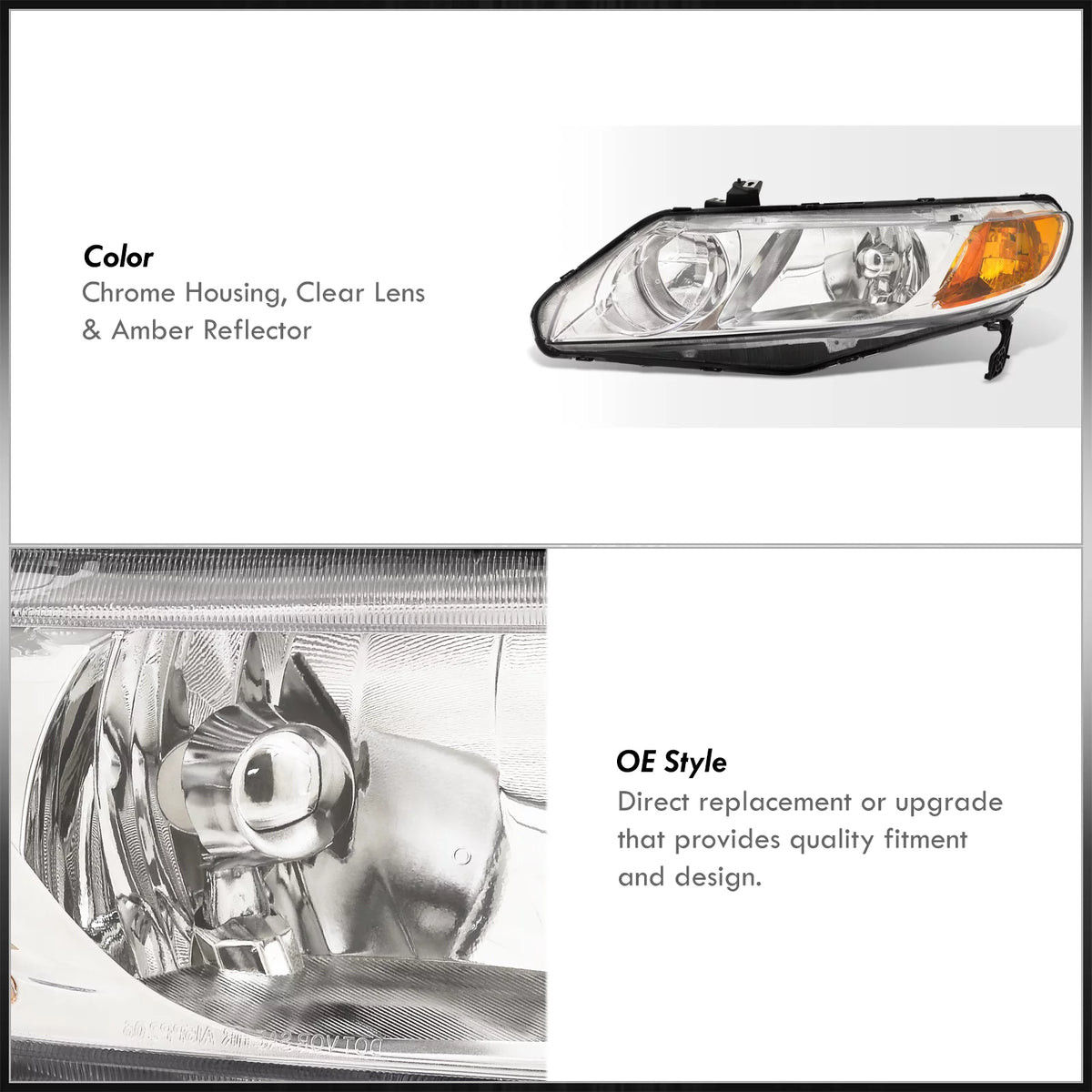 Chrome Housing Clear Lens Signal Headlights Lamps Assembly Pair X92468